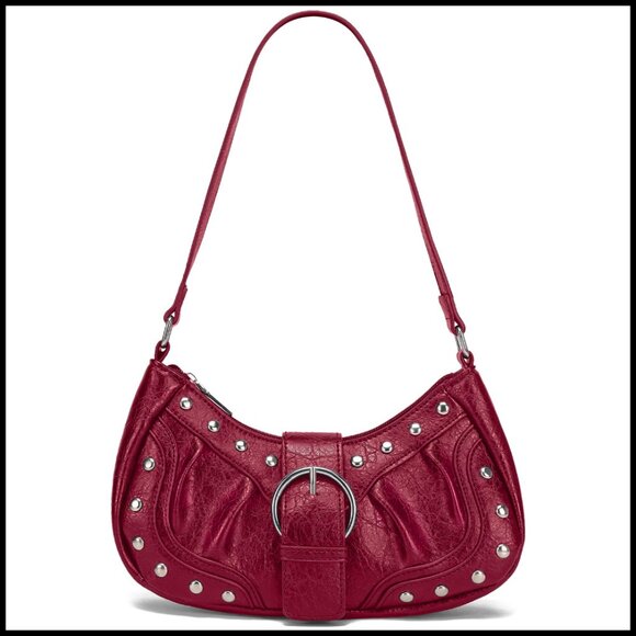 Y2K Crescent Small Shoulder Bag – Vintage Vegan Leather Purse With Y2K Crescent Small Shoulder Bag – Vintage Vegan Leather Purse With